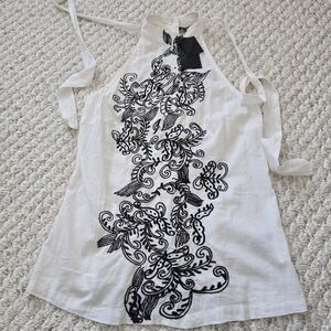 Club Monaco Embroidered Halter Tunic Top XS